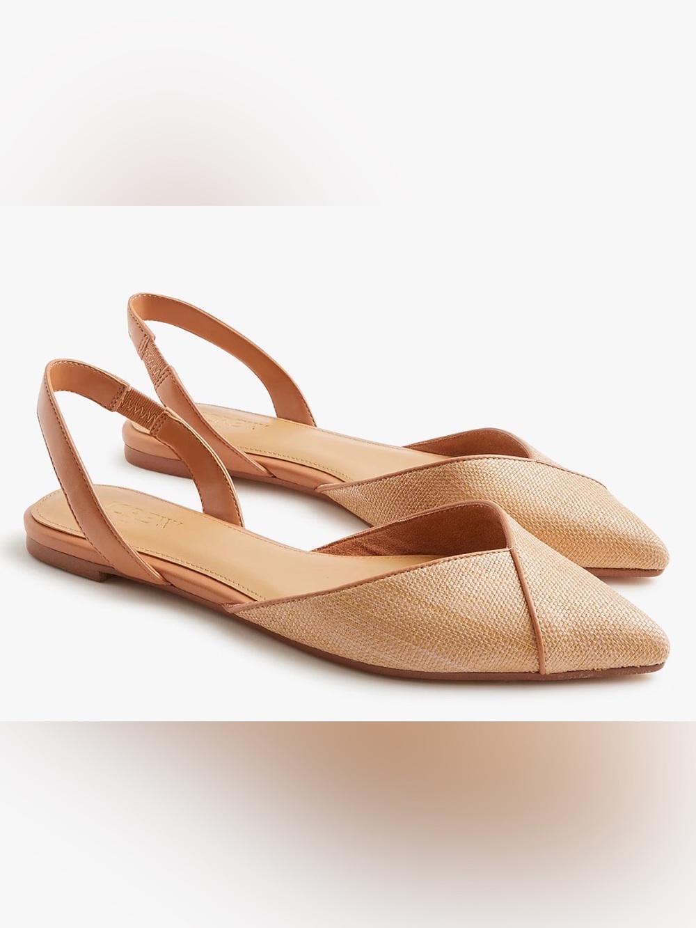 J.Crew Factory. Woven slingback flats.Beige.7.NWT.